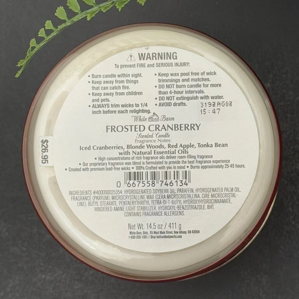 BBW Frosted Cranberry White Barn Bath & Body Works 3 Wick Candle